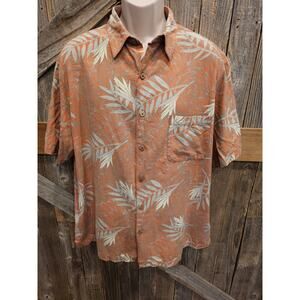 Caribbean silk blend hawaiin short sleeve button up size XL floral island top *